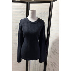 Universal Thread Blue Sweater XL Ribbed Knit Button Shoulder Cozy Minimalist NWT